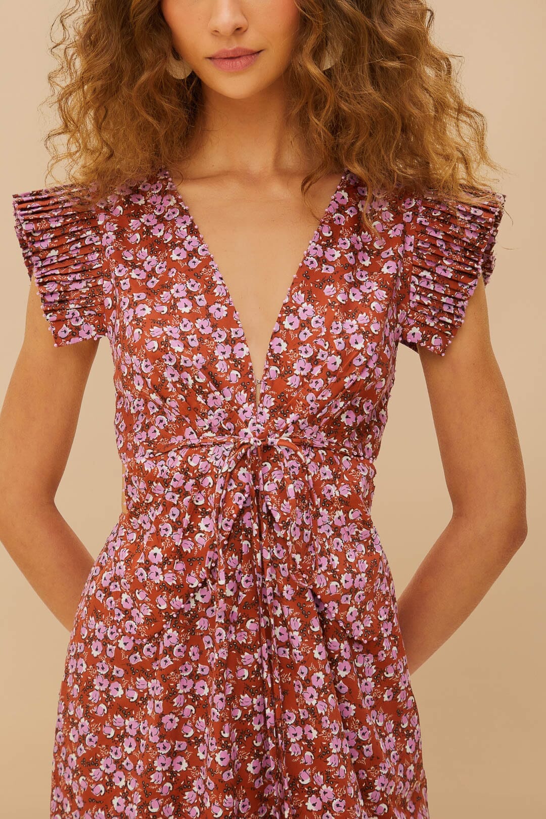 Robe midi Butterfly en coton - Rose