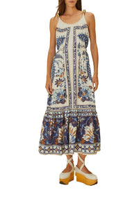 Robe longue Ana Taperstry en lin - Bleu