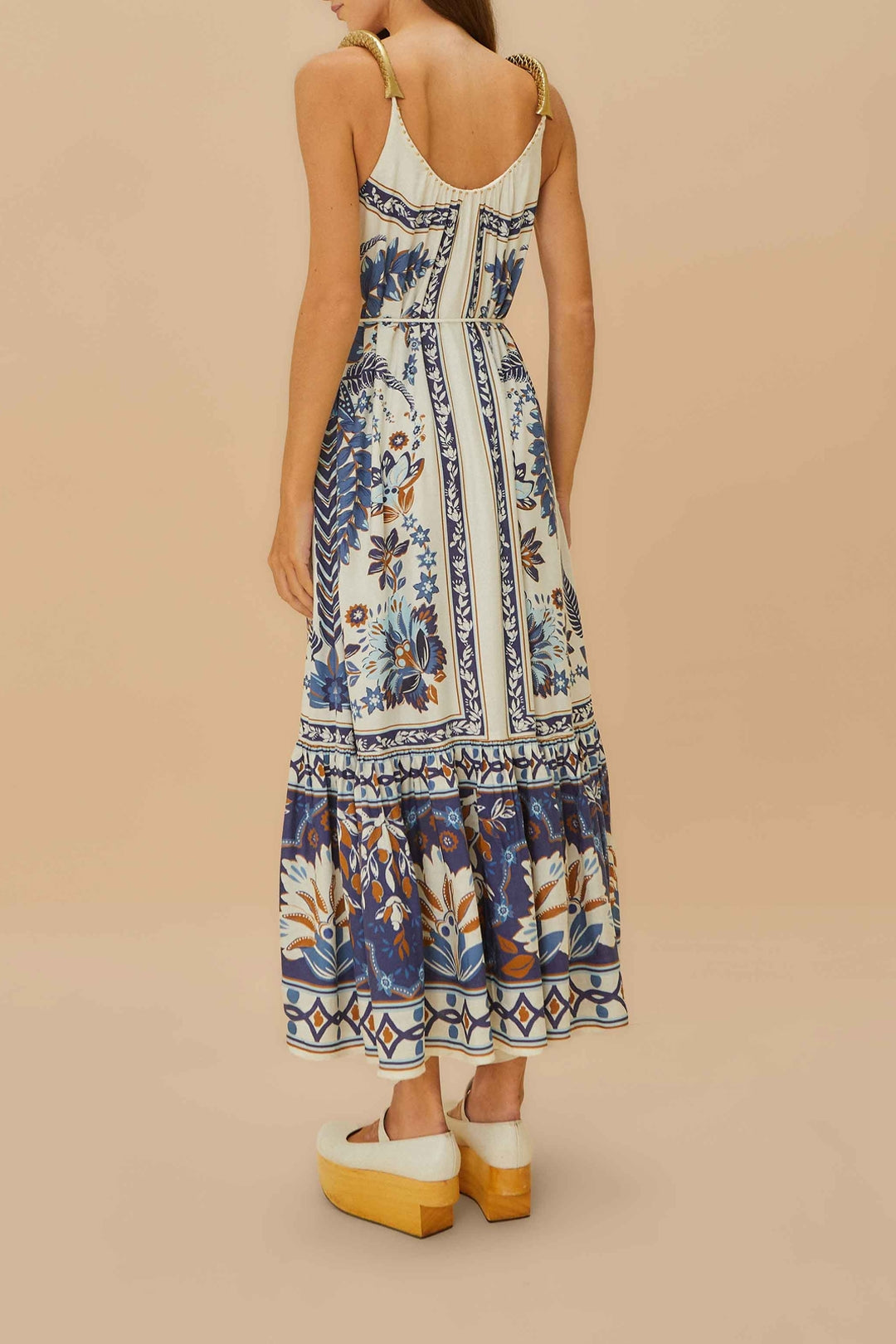 Robe longue Ana Taperstry en lin - Bleu