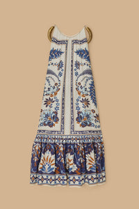 Robe longue Ana Taperstry en lin - Bleu