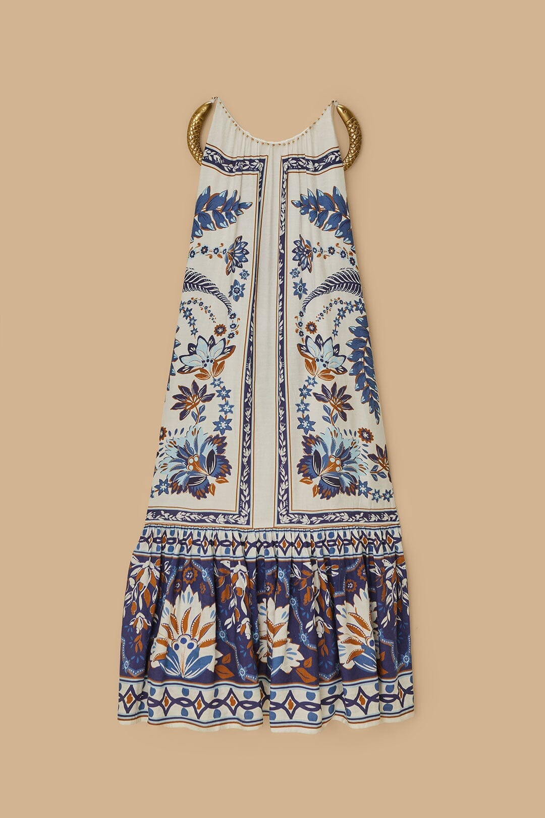 Robe longue Ana Taperstry en lin - Bleu