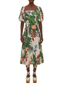 Robe midi Midnight Fiesta en lin - Blanc