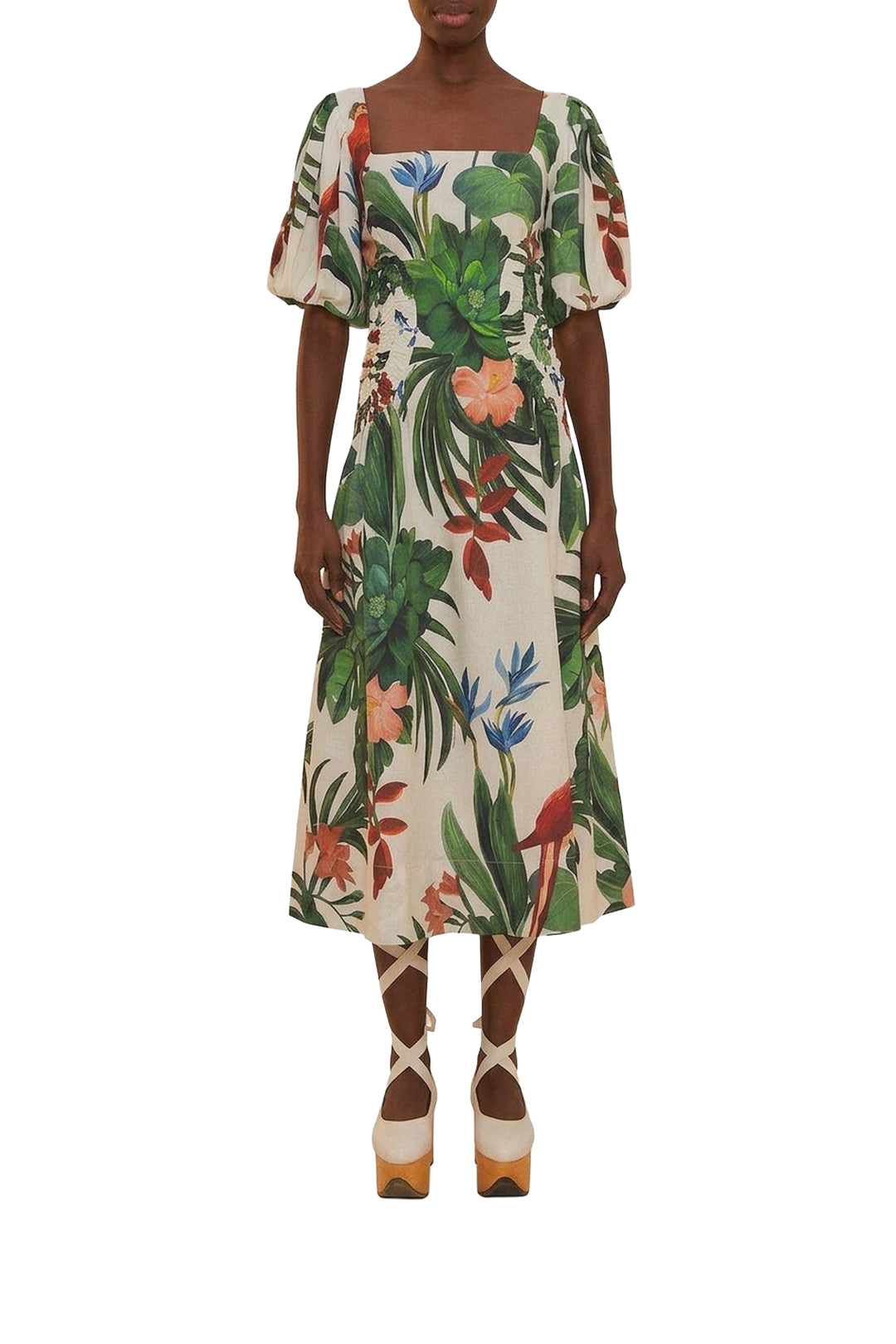 Robe midi Midnight Fiesta en lin - Blanc