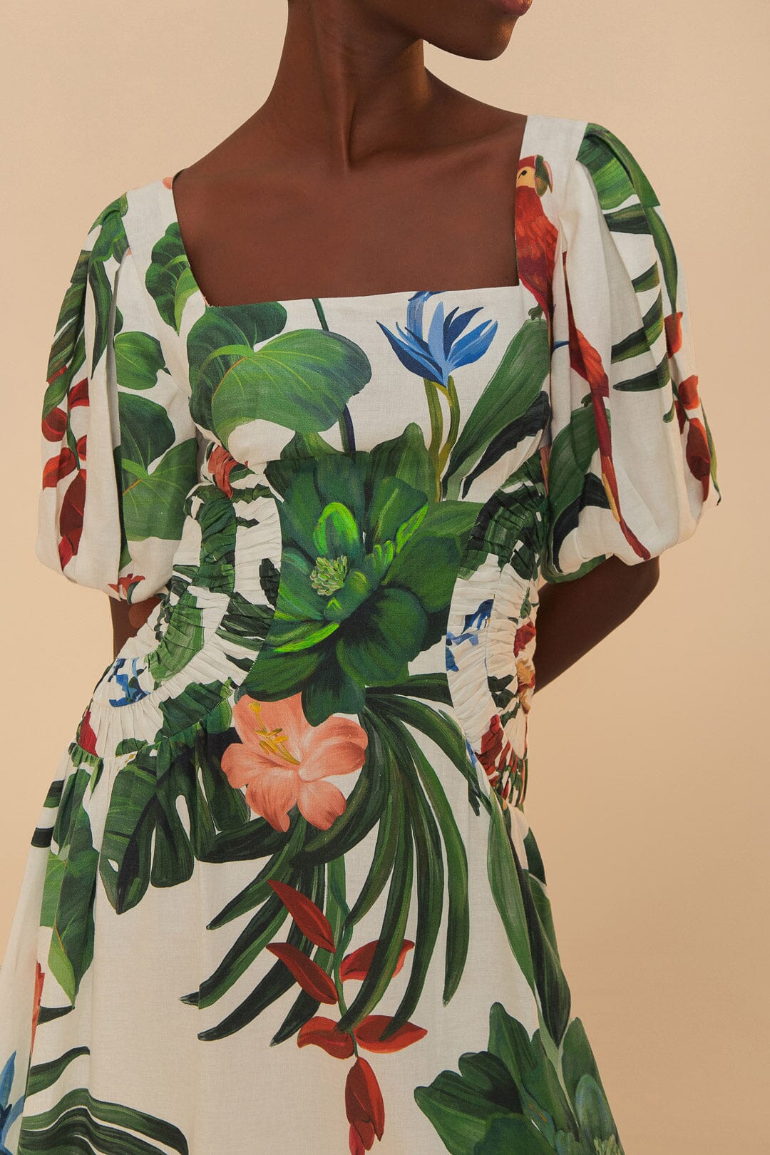Robe midi Midnight Fiesta en lin - Blanc
