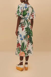 Robe midi Midnight Fiesta en lin - Blanc
