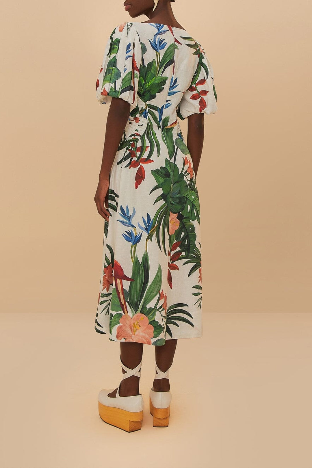 Robe midi Midnight Fiesta en lin - Blanc