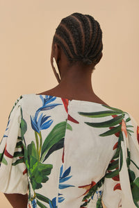 Robe midi Midnight Fiesta en lin - Blanc