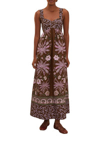 Robe longue Palm Tree en lin - Marron