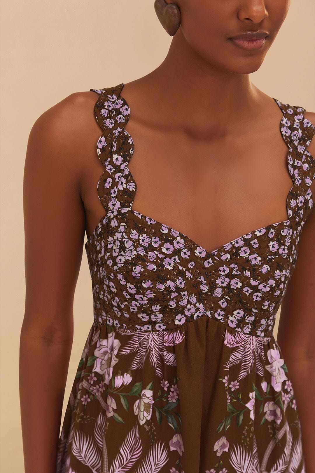 Robe longue Palm Tree en lin - Marron