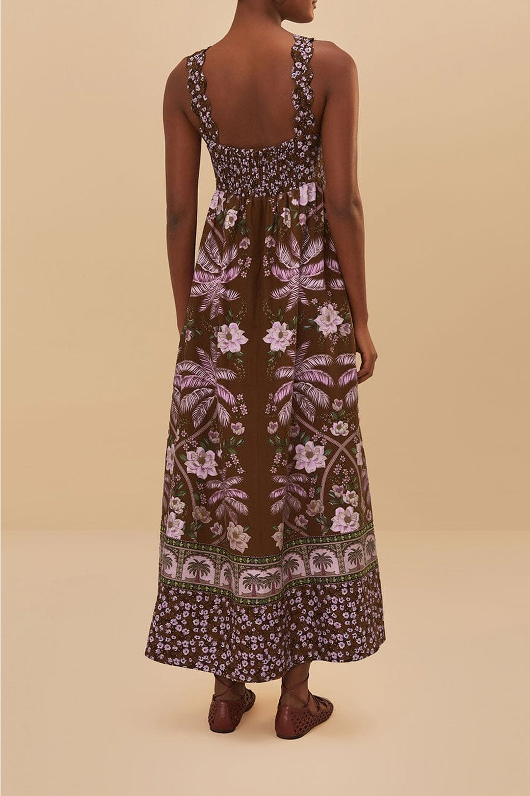 Robe longue Palm Tree en lin - Marron