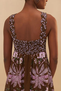 Robe longue Palm Tree en lin - Marron