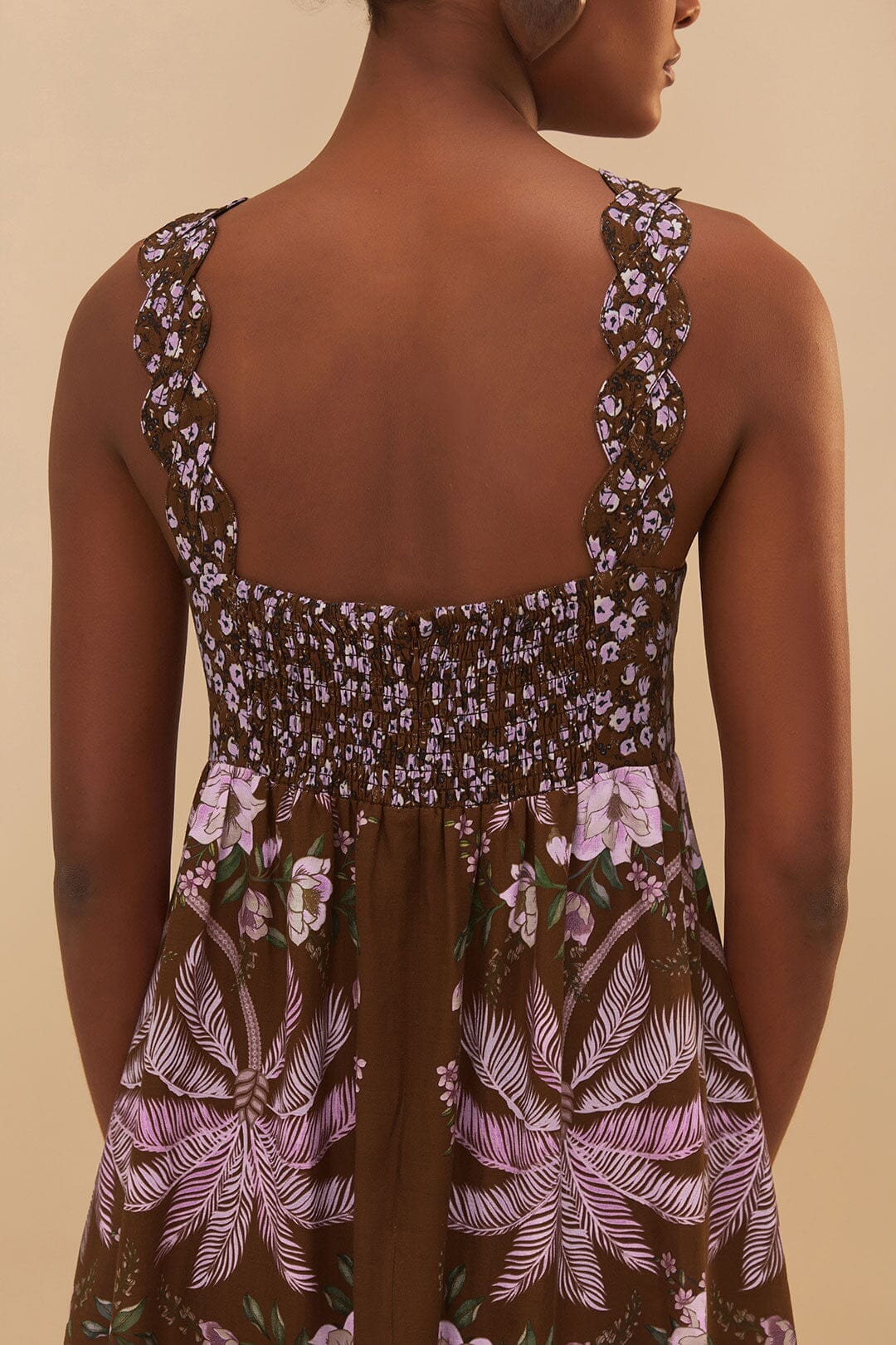Robe longue Palm Tree en lin - Marron