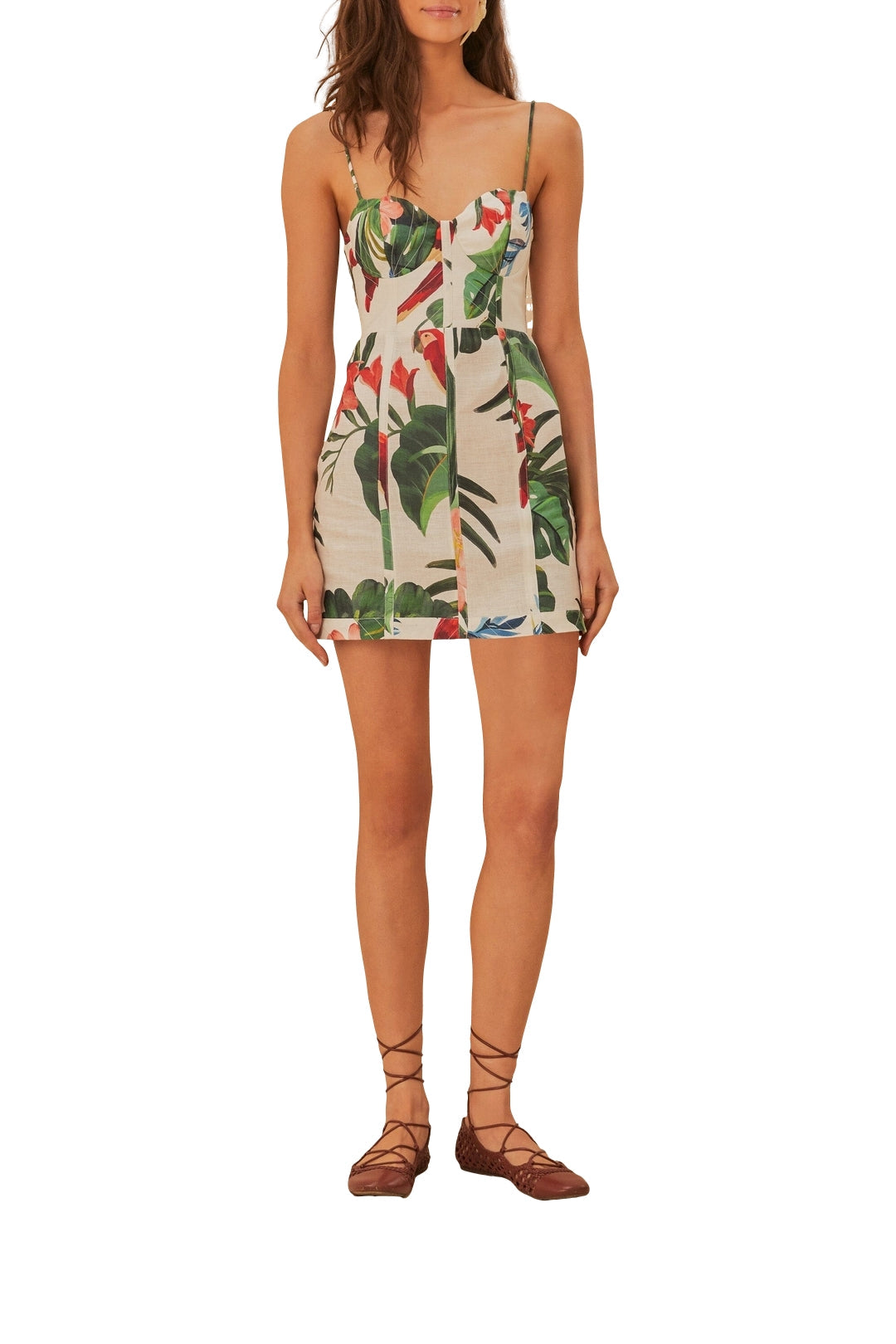 Robe courte Midnight Macaw en lin - Blanc