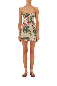 Midnight Macaw short linen dress - White