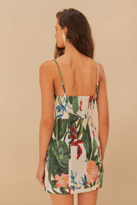 Robe courte Midnight Macaw en lin - Blanc