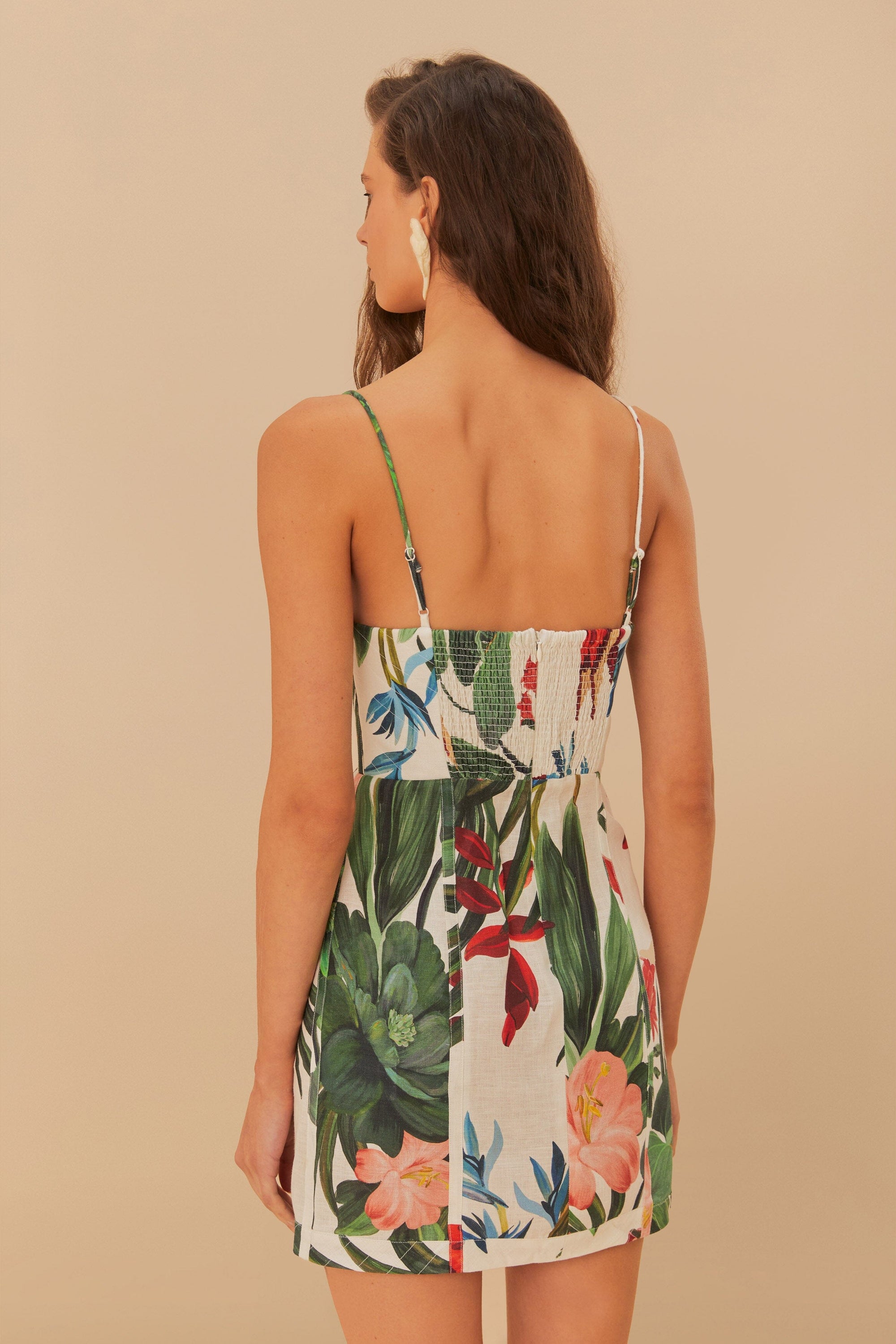 Robe courte Midnight Macaw en lin - Blanc