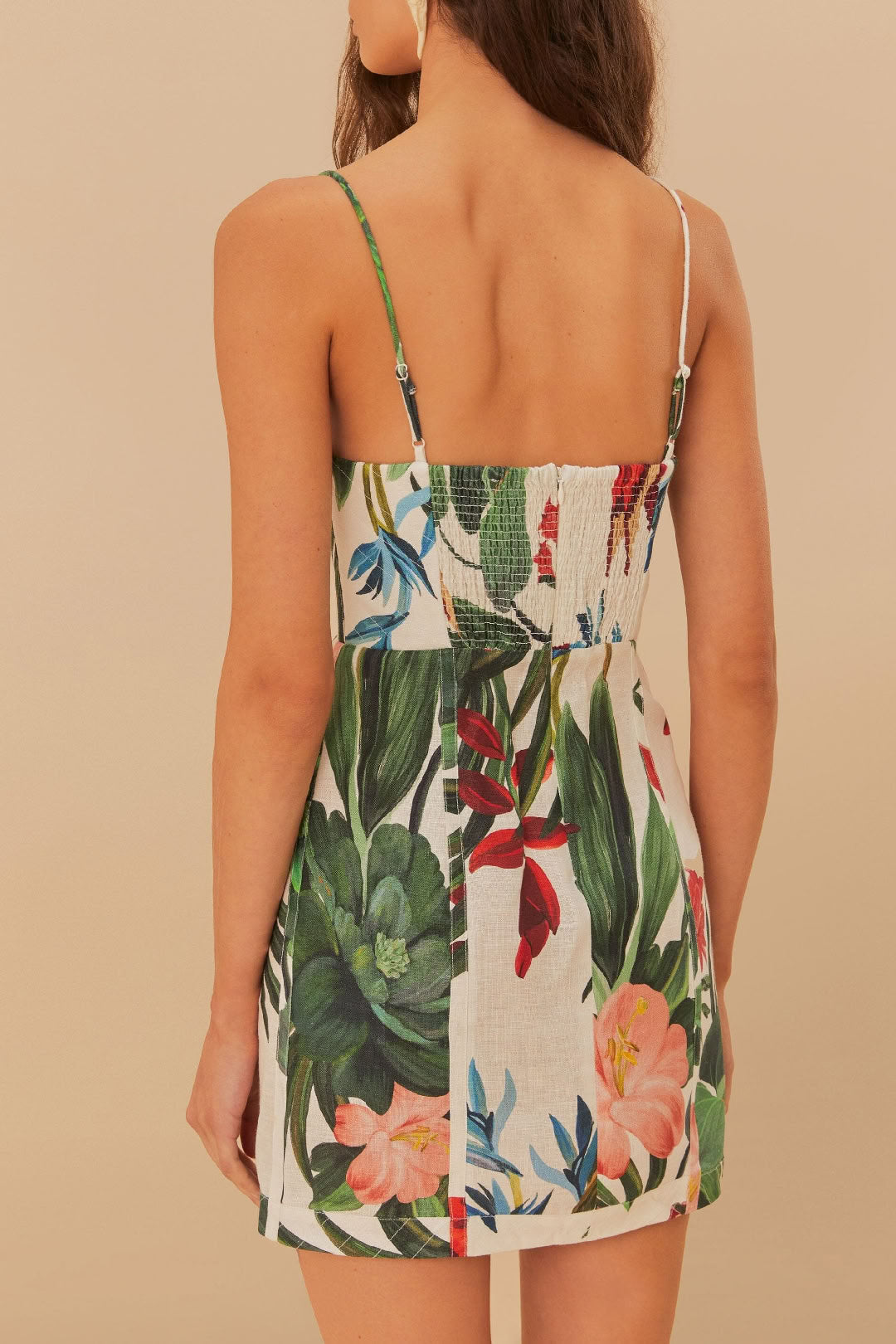 Midnight Macaw short linen dress - White