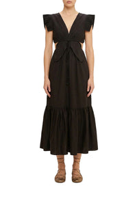 Butterfly cotton maxi dress - Black