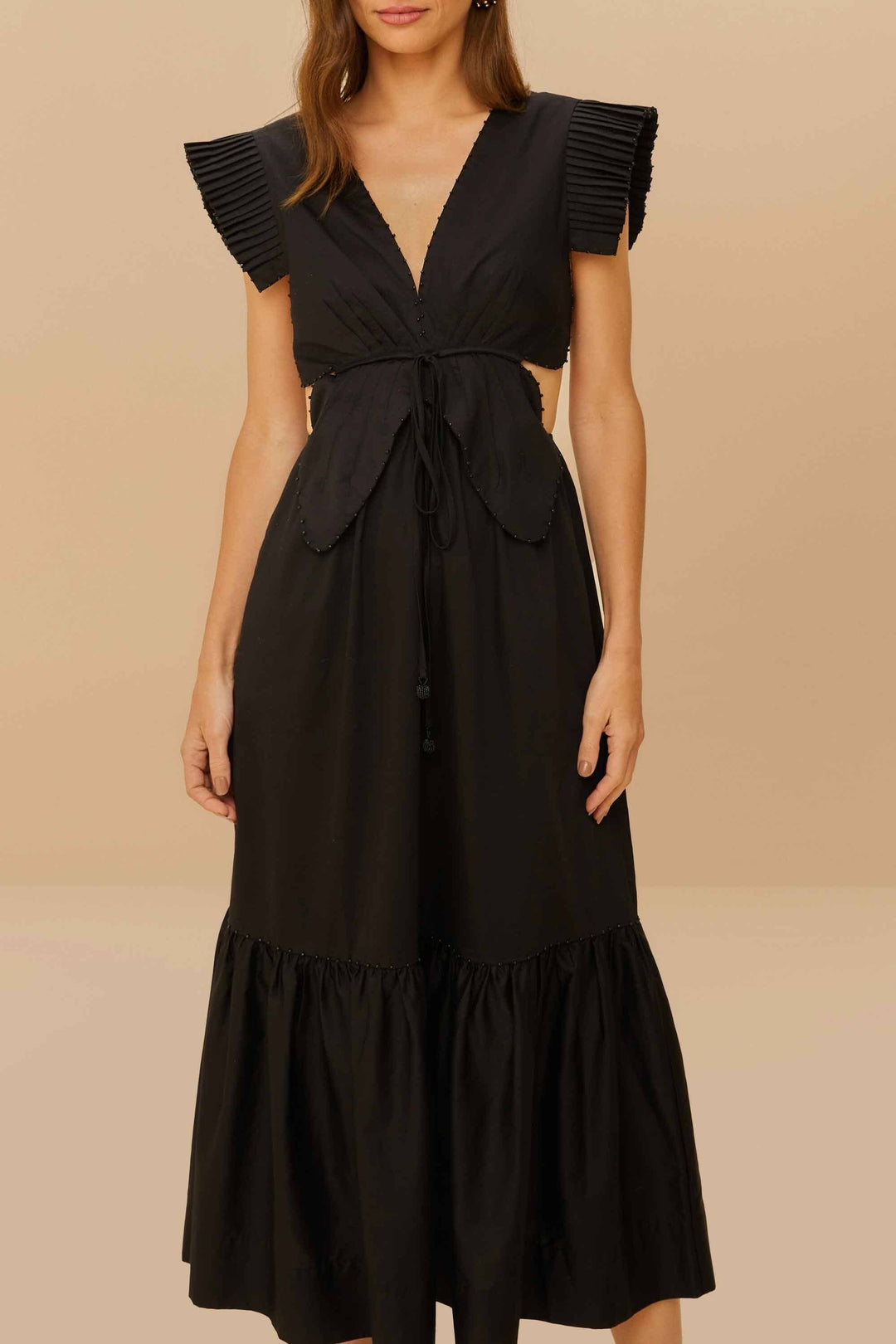 Butterfly cotton maxi dress - Black