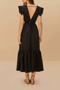Butterfly cotton maxi dress - Black