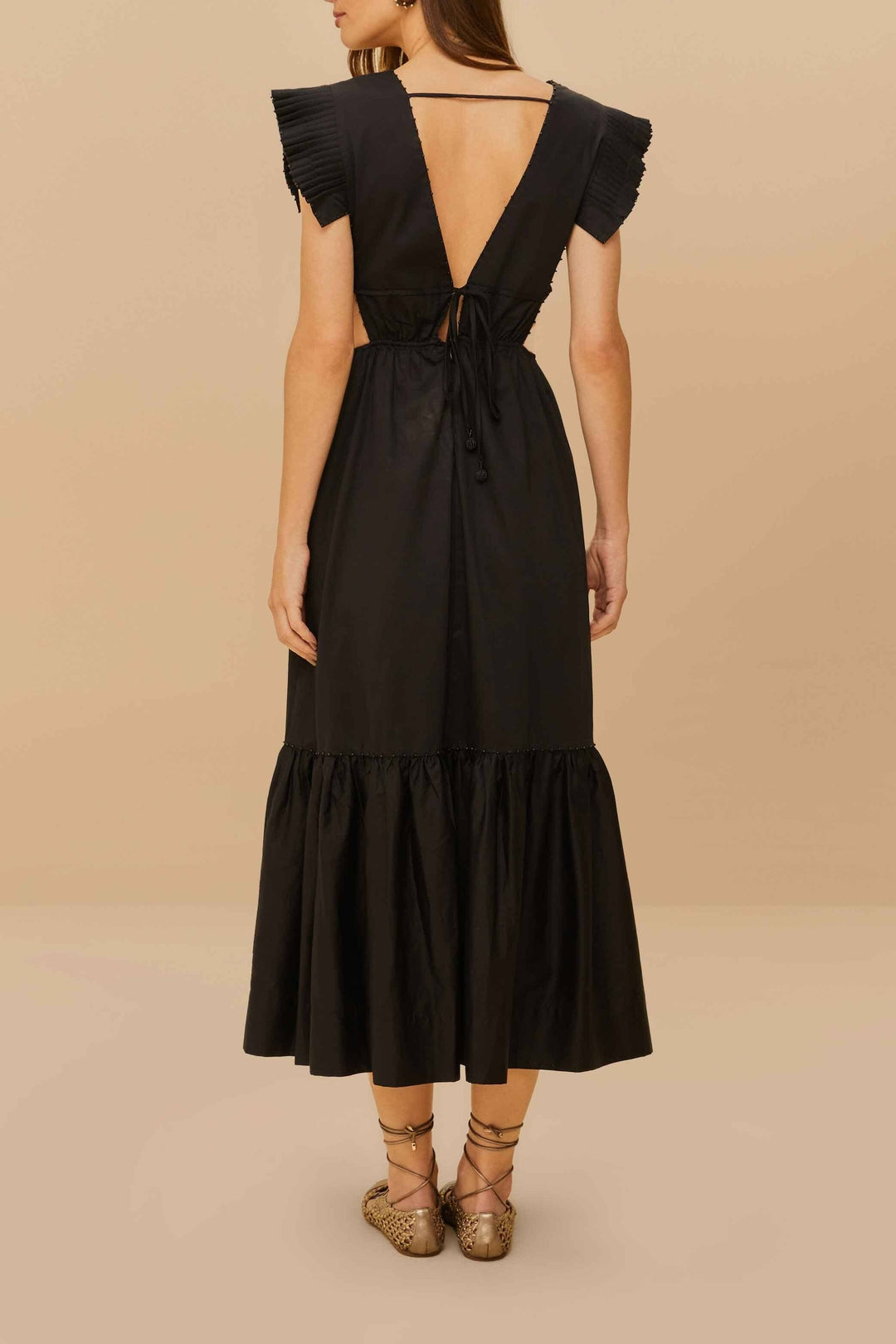 Butterfly cotton maxi dress - Black