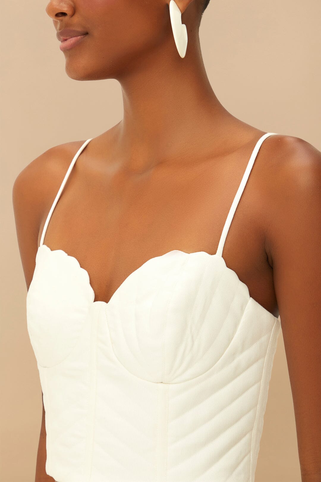 Sleeveless cotton Shell top - White
