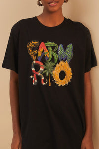 T-shirt Farm Rio Wild en coton - Noir