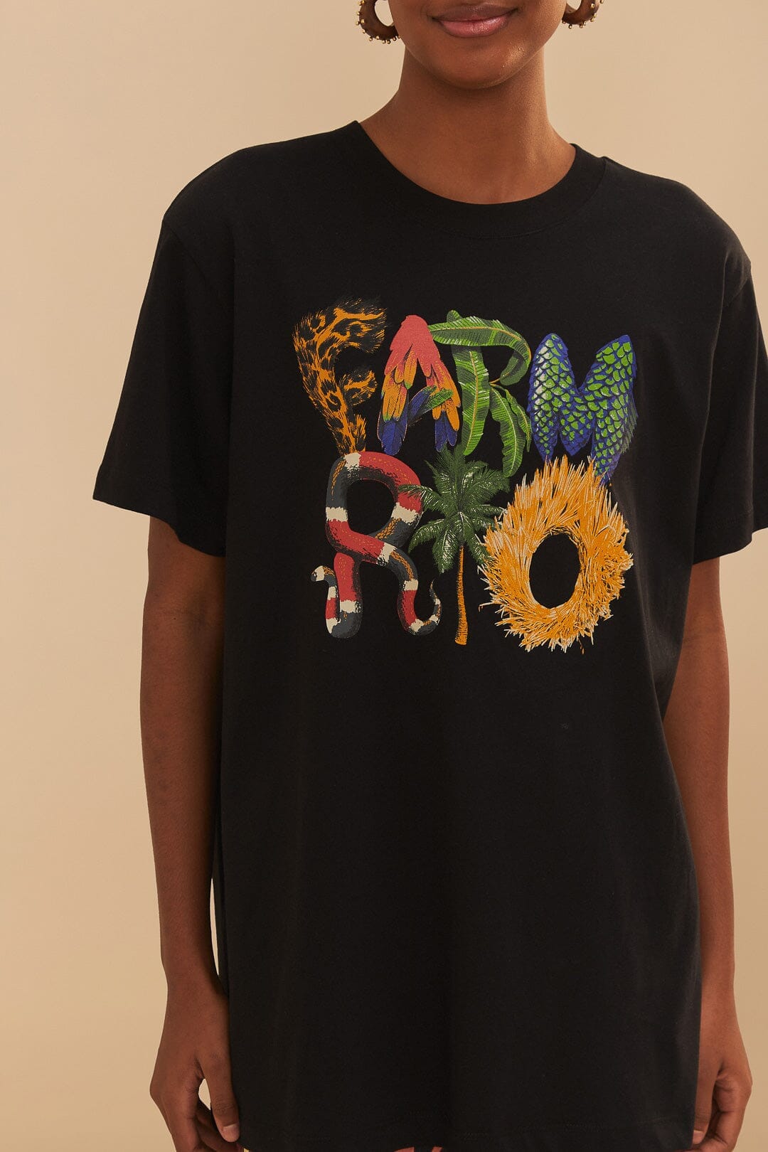 T-shirt Farm Rio Wild en coton - Noir