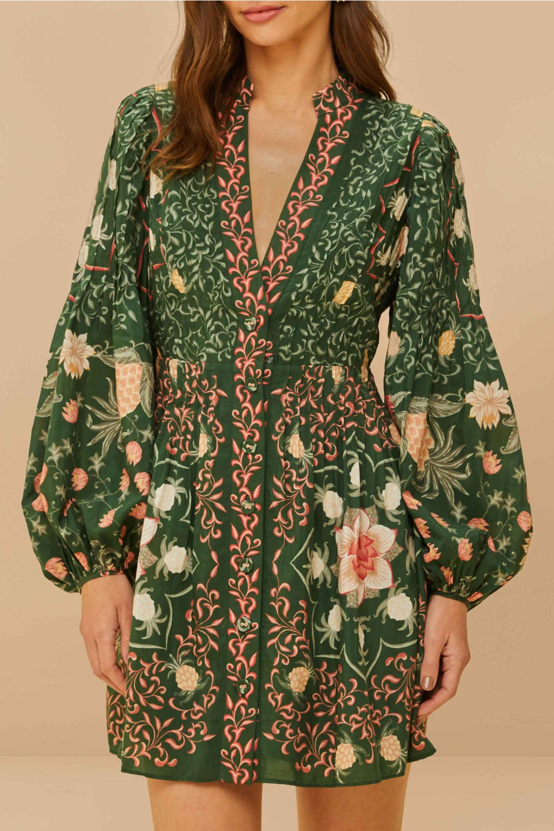 Robe courte Pineapple Garden en coton - Vert