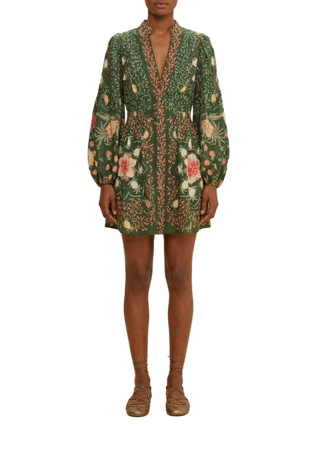 Robe courte Pineapple Garden en coton - Vert