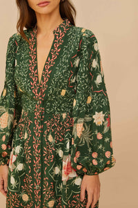 Robe courte Pineapple Garden en coton - Vert