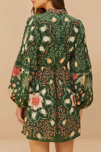 Robe courte Pineapple Garden en coton - Vert