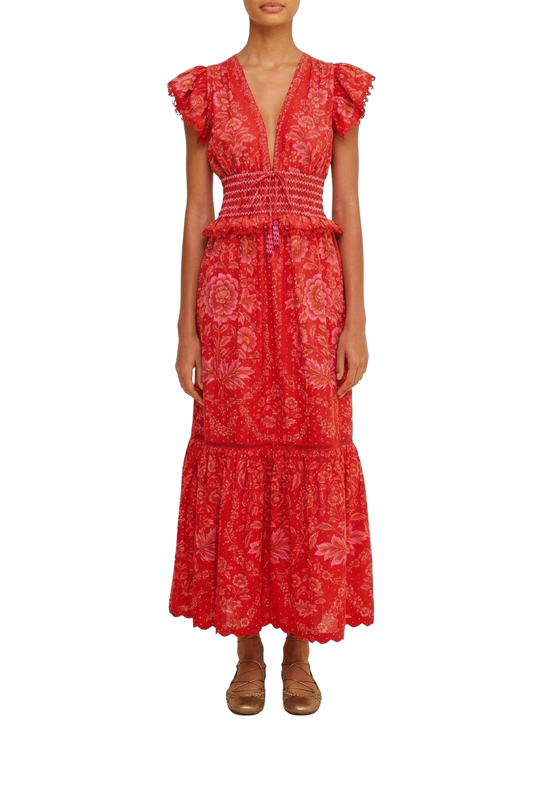 Olivia cotton maxi dress - Red
