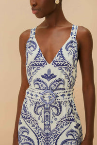Combinaison Tropical Cameo en lin - Bleu