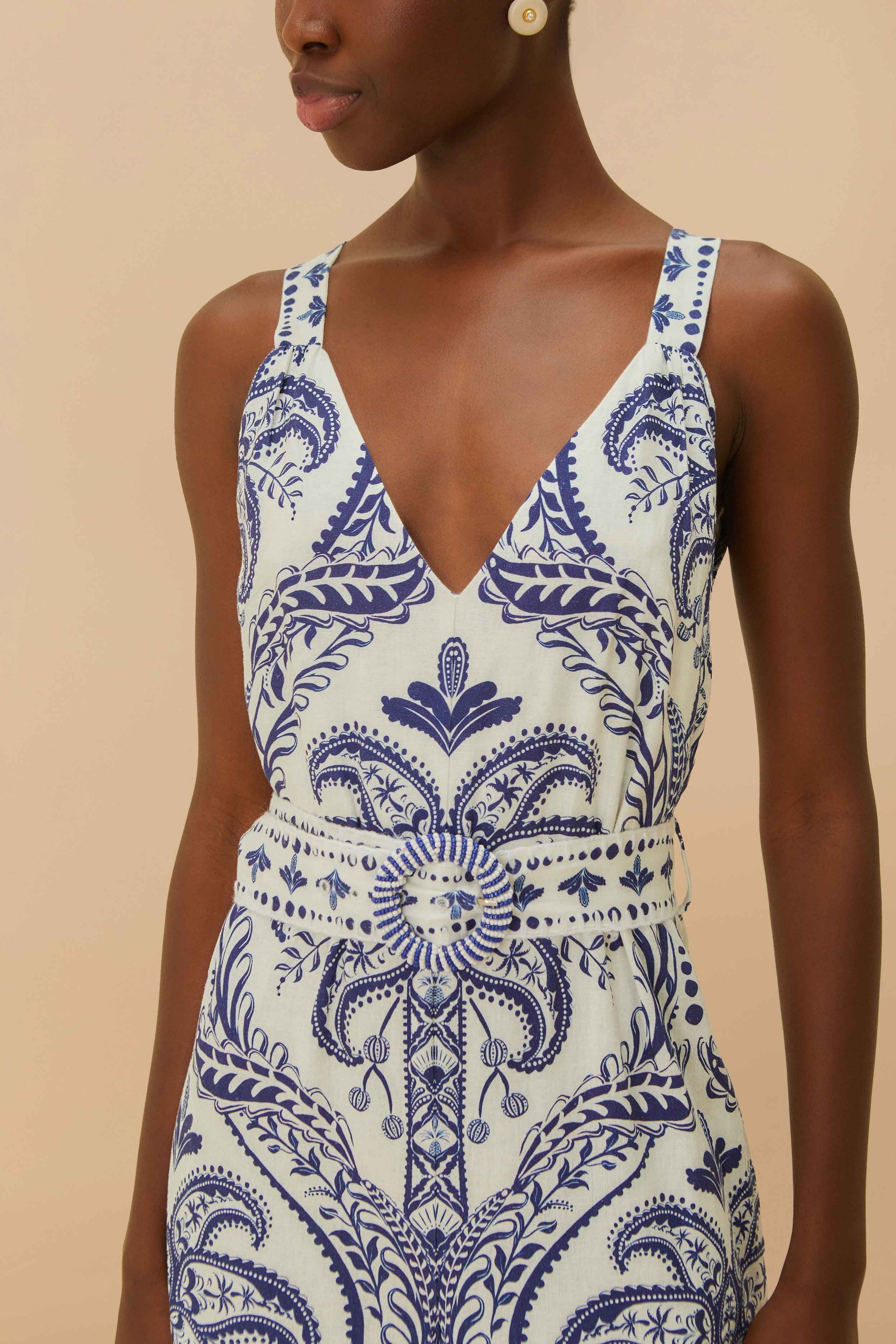 Combinaison Tropical Cameo en lin - Bleu