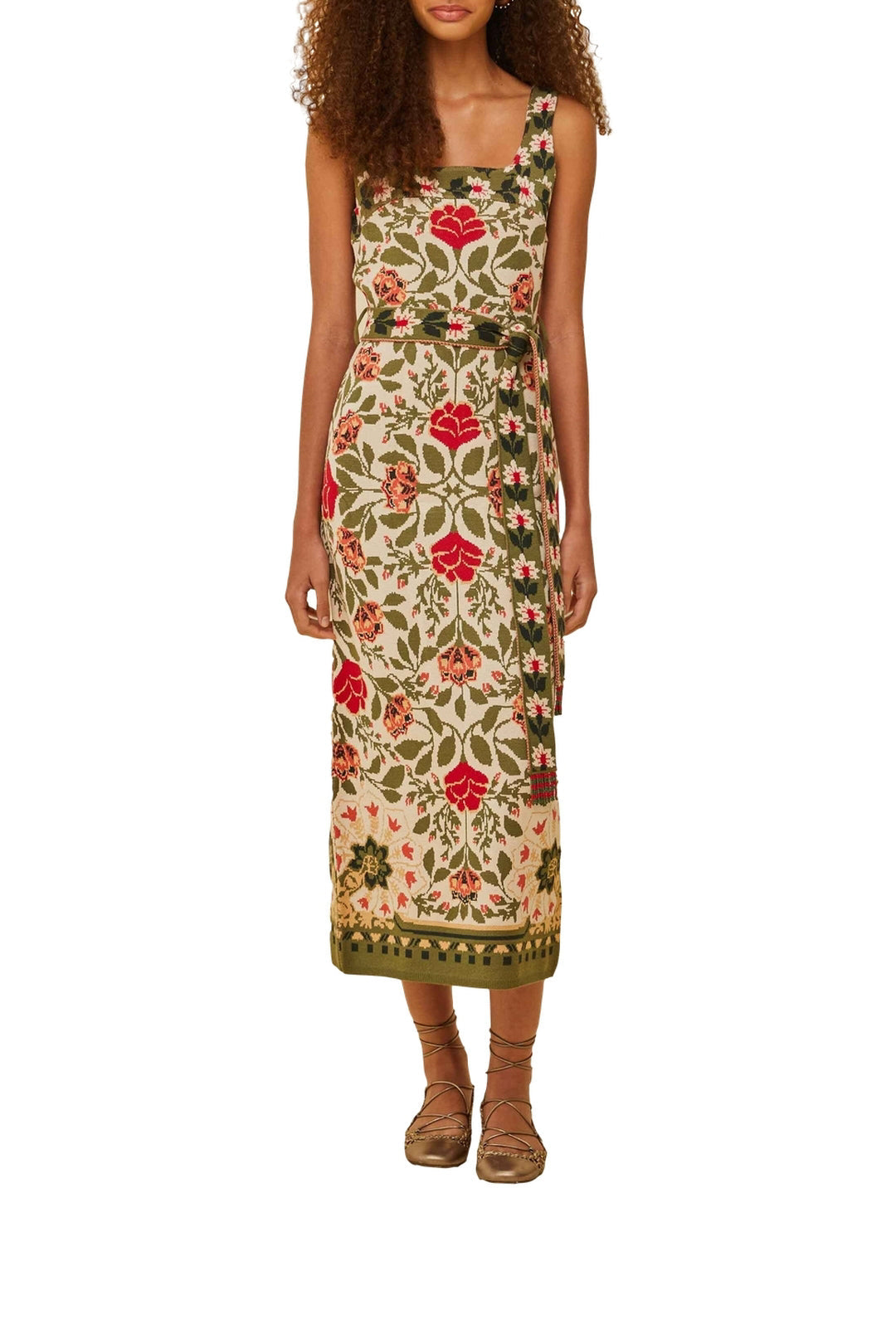 Robe midi Garden Taperstry en maille - Beige