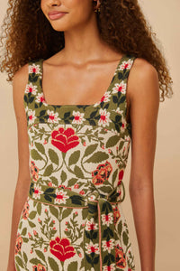 Robe midi Garden Taperstry en maille - Beige