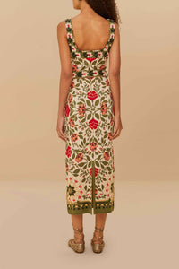 Robe midi Garden Taperstry en maille - Beige