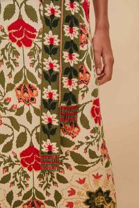Robe midi Garden Taperstry en maille - Beige