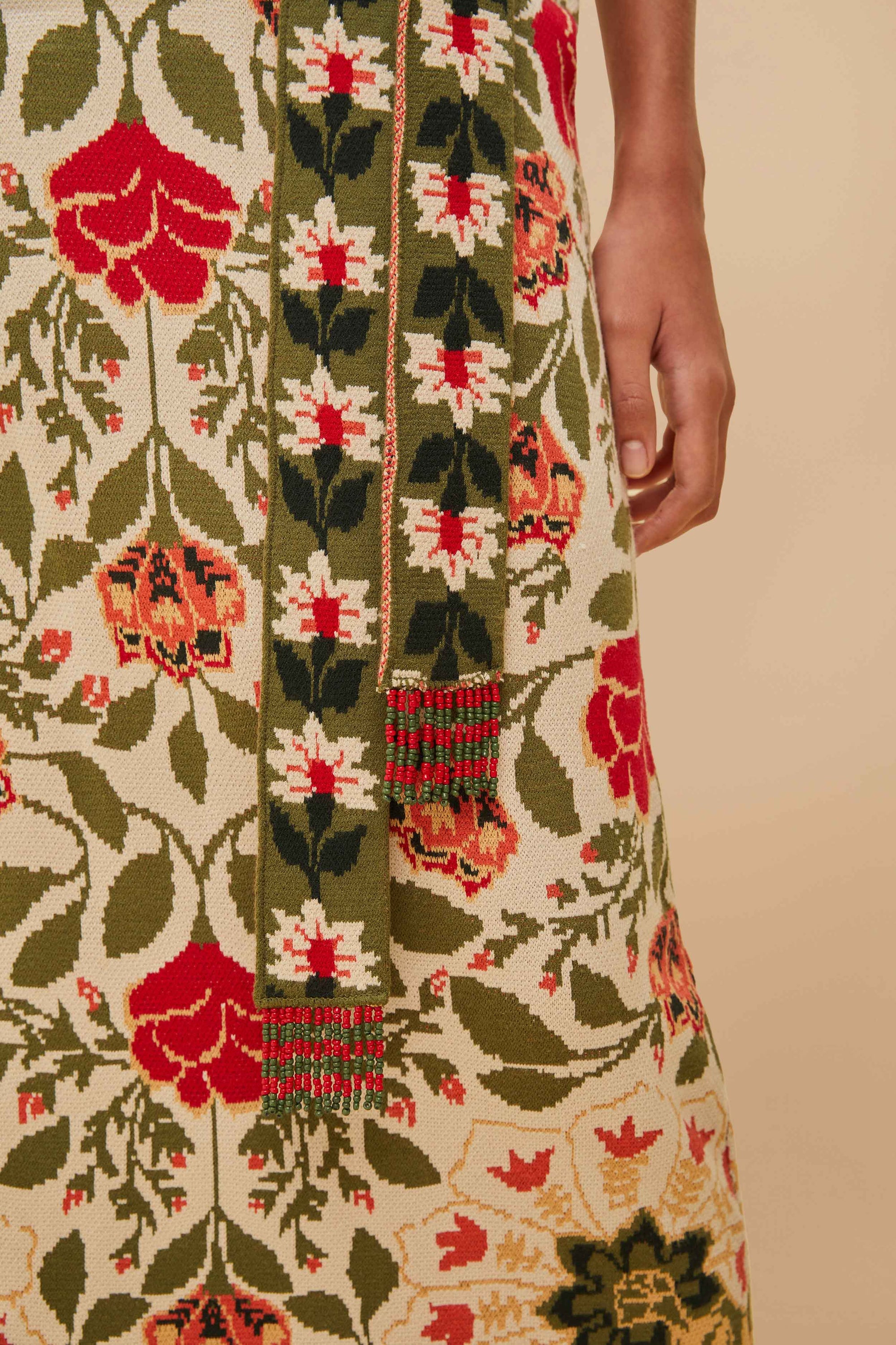 Robe midi Garden Taperstry en maille - Beige