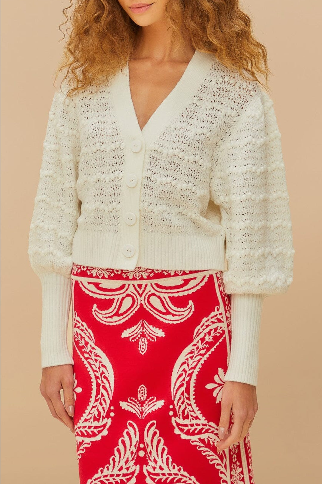 Cardigan en maille et dentelle - Blanc