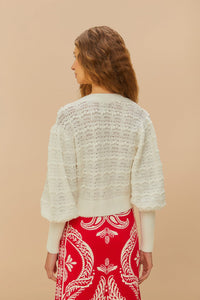 Cardigan en maille et dentelle - Blanc
