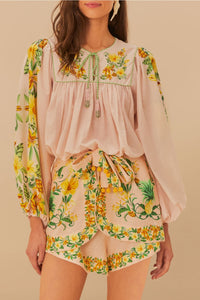 Short Botanical en lin - Rose