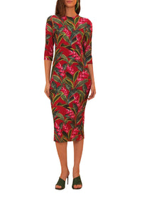 Robe midi Dream Garden - Rouge