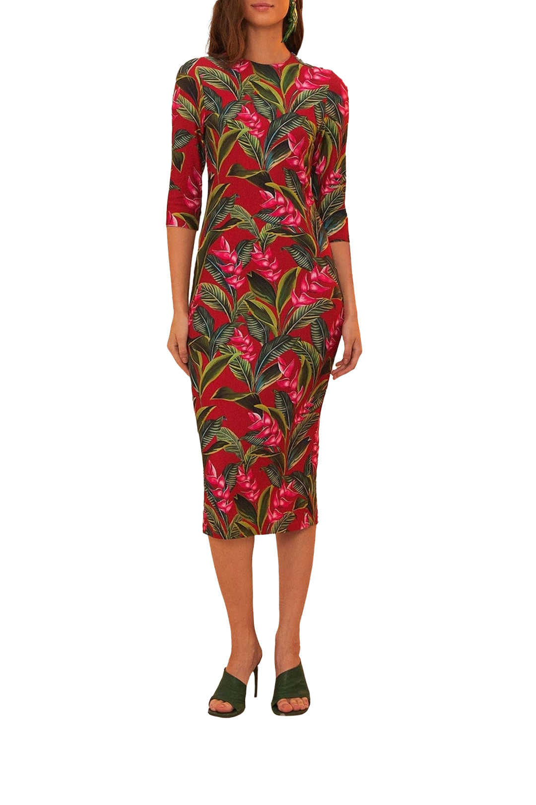 Robe midi Dream Garden - Rouge