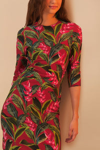 Robe midi Dream Garden - Rouge
