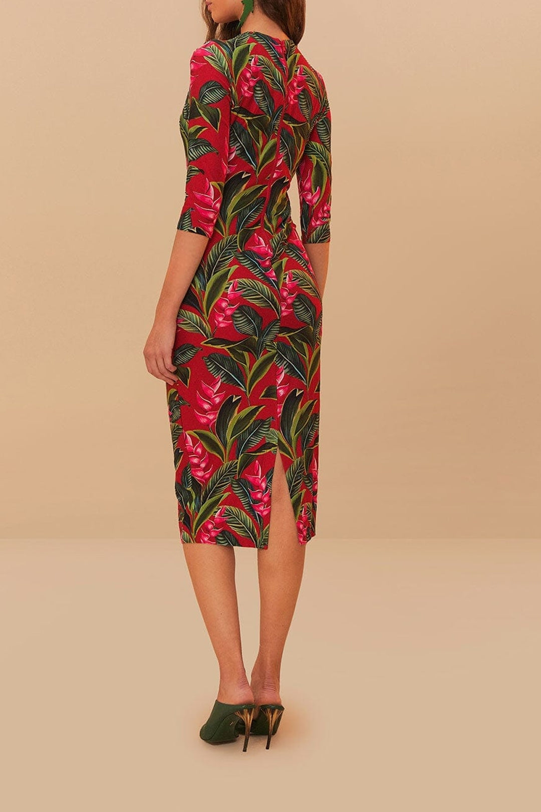 Robe midi Dream Garden - Rouge