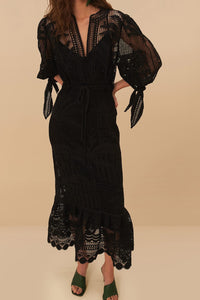 Robe midi Morada Boa - Noir