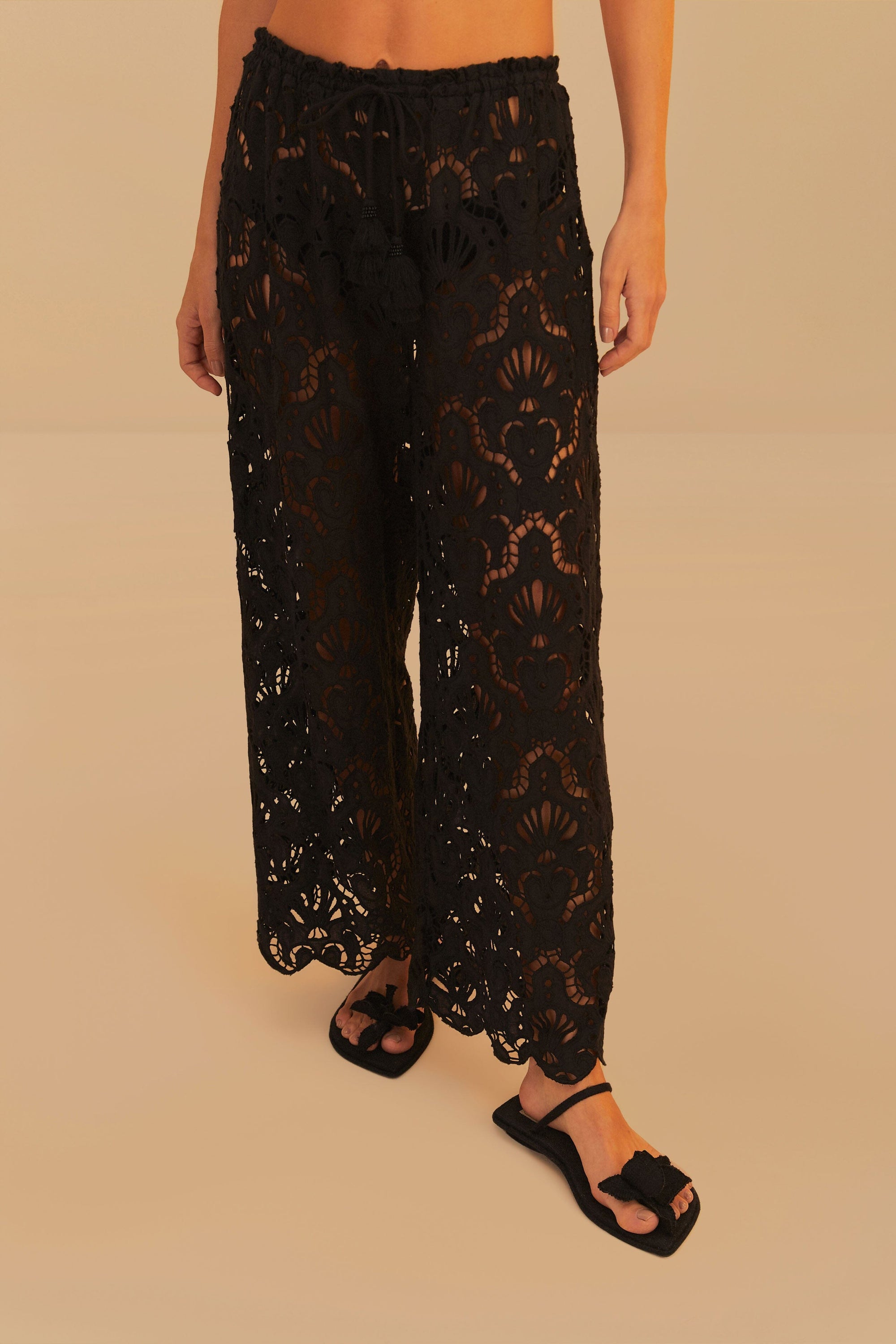 Pantalon ajouré Seashell en coton - Noir