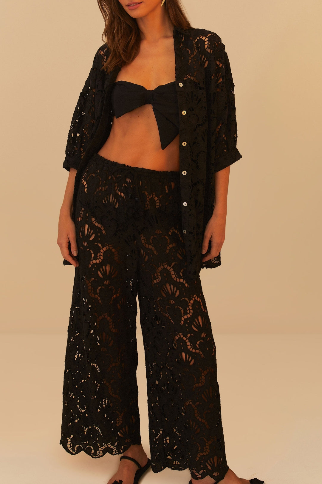 Pantalon ajouré Seashell en coton - Noir